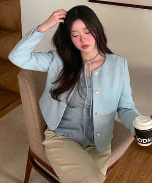 올데이자켓 칼라리스 트위드 자켓_Light Blue_RMJKG23S99