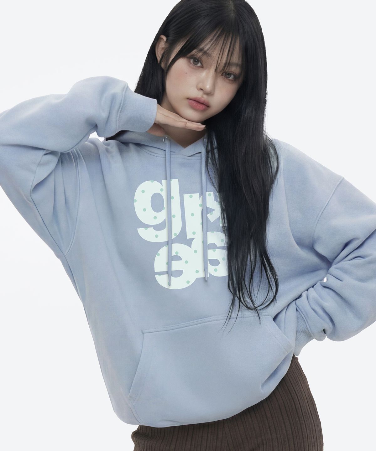 그레이버(GRAVER) [UNISEX]GRAE-S DOT후드티_SKYBLUE