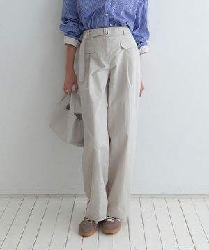 벨트 코튼 커브드 팬츠 NEW6SL216