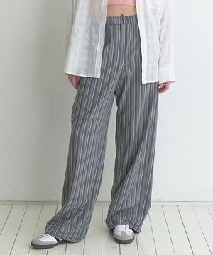 스트라이프 와이드 밴딩 팬츠 NEW6ML322