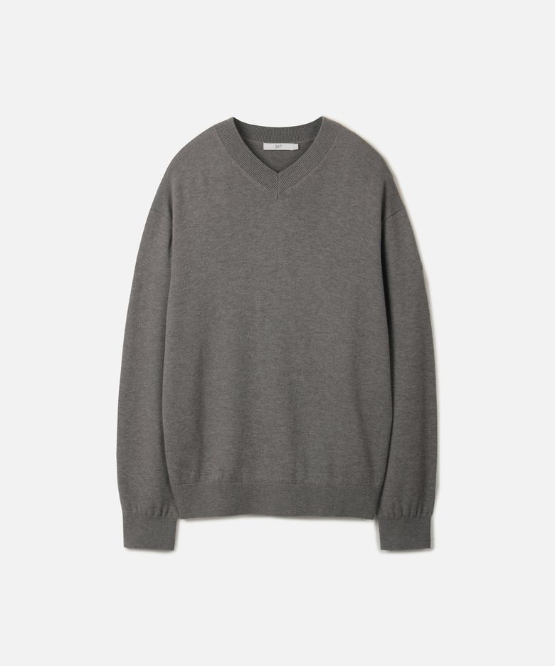 브이넥 12GG 니트 MELANGE GREY