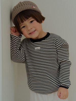 STRIPE RIB TRIM TEE_BLACK