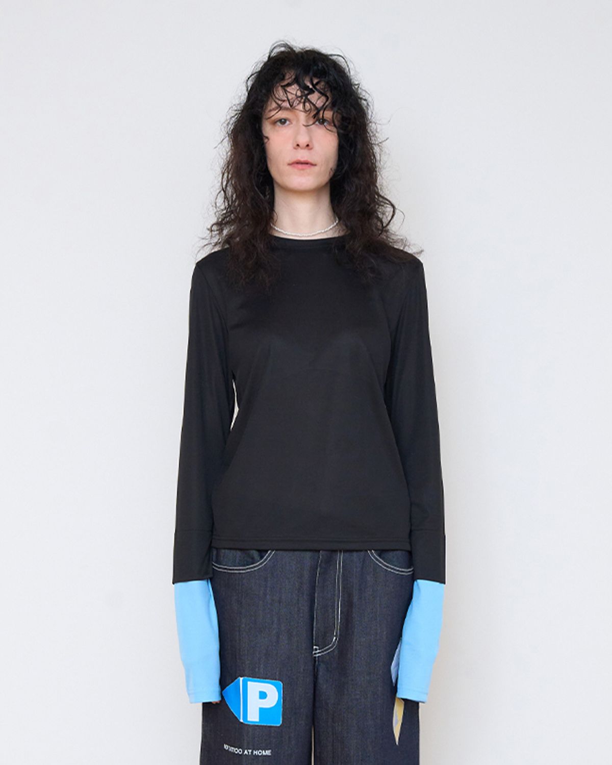 씬(SEEN) DOUBLE SLEEVE LONG T-SHIRTS (Black)
