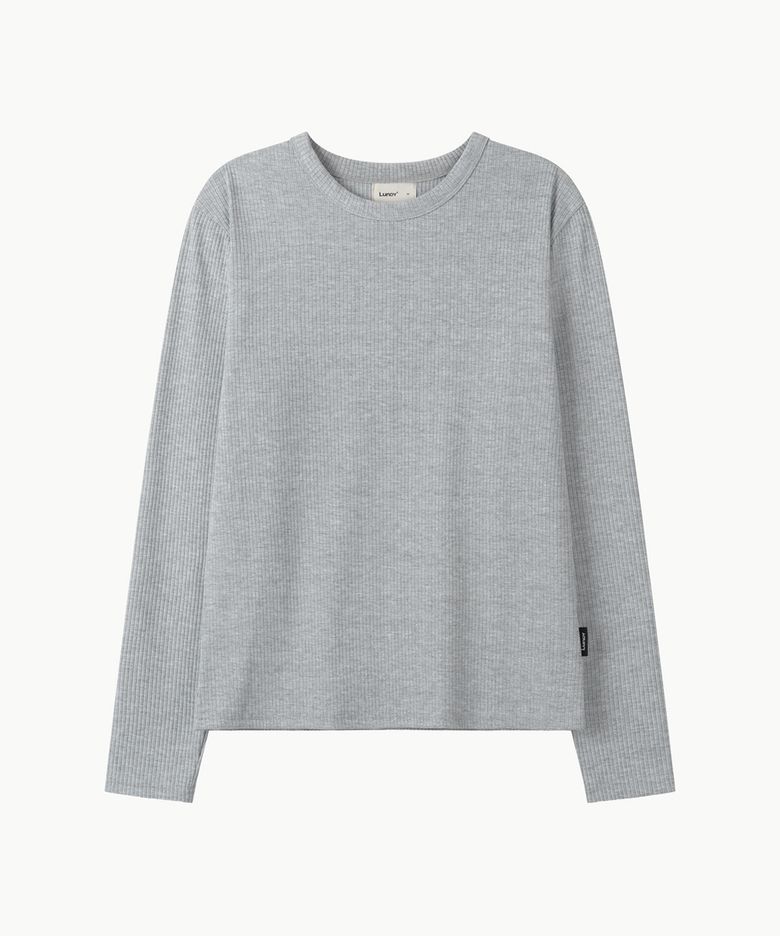 립 슬림 롱 슬리브 - 그레이
