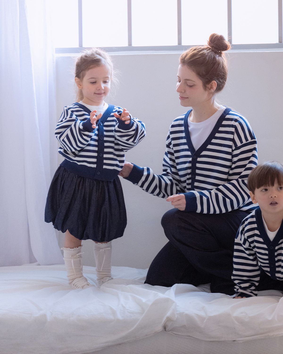 로아앤제인(ROANJANE) 인디고 니트 가디건+인디고 니트 가디건(MOM) SET