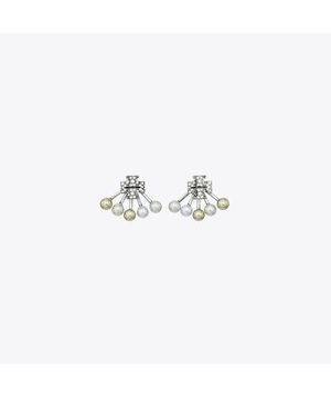 문댄스 펄 프론트백 이어링 - 토리 실버 / 라이트 사파이어