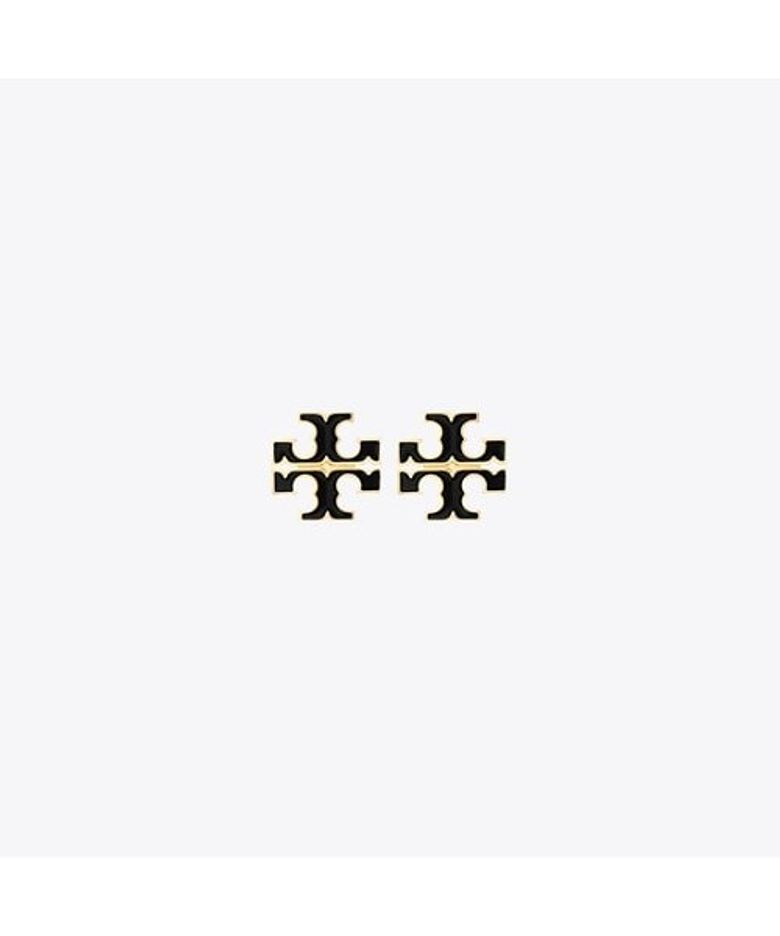 스몰 아이콘 에나멜 스터드 이어링 - 블랙