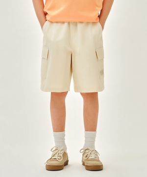 KIDS COTTON CARGO SHORTS cream
