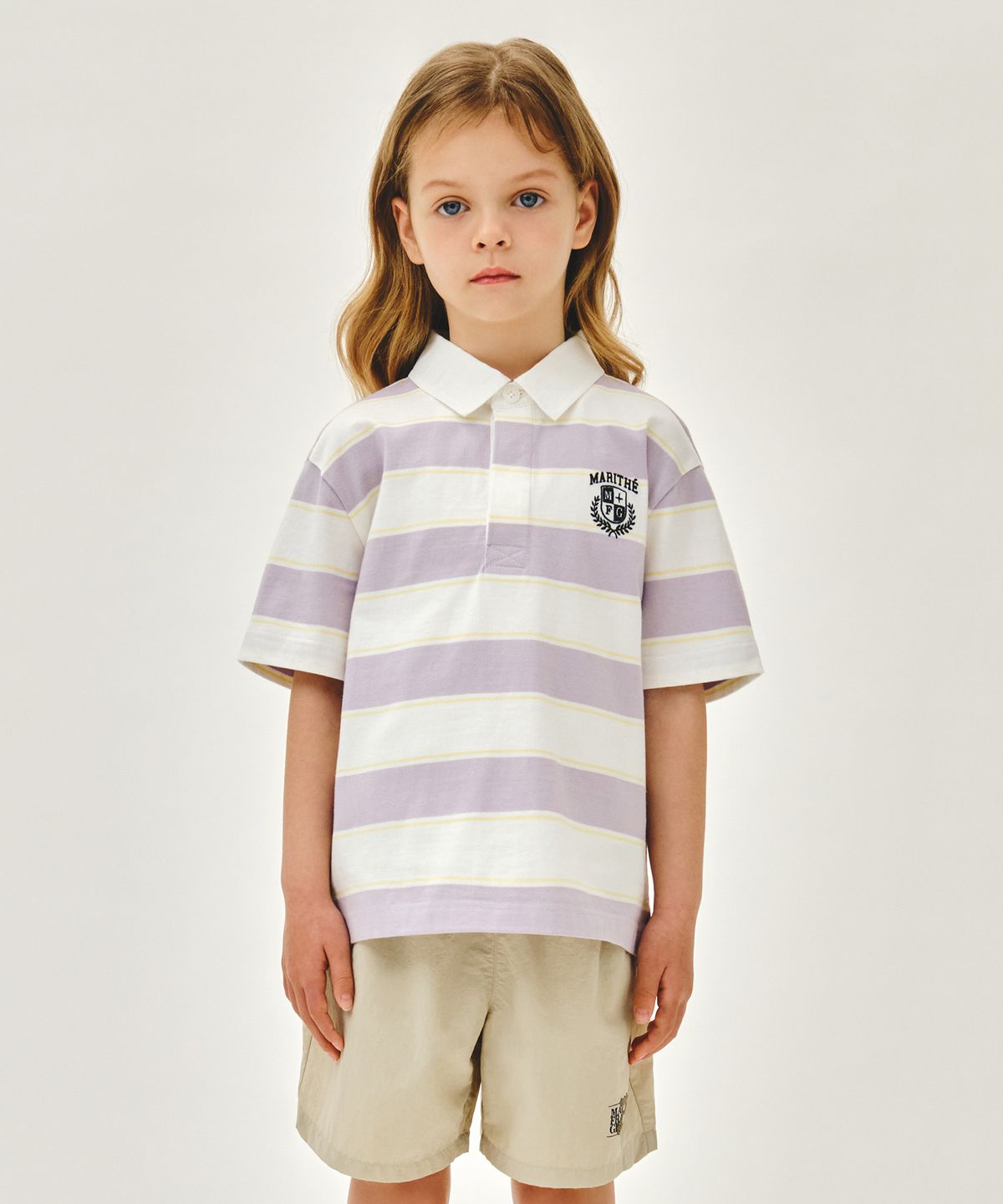 마리떼 키즈(MARITHÉ KIDS) KIDS MULTI STRIPE COLLAR TEE light purple
