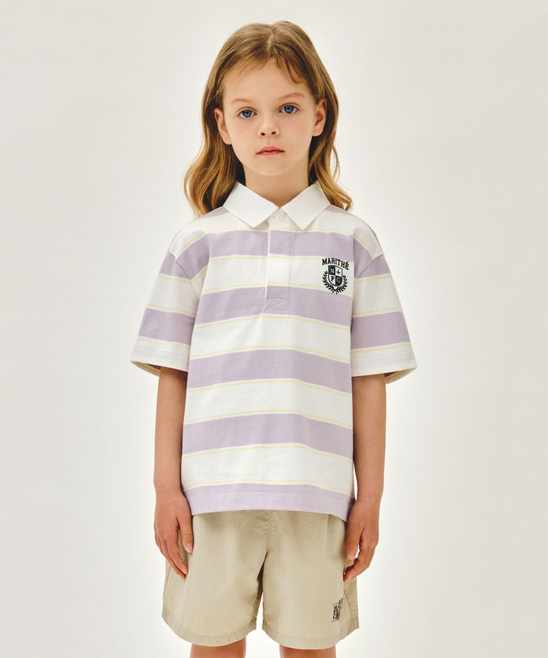 KIDS MULTI STRIPE COLLAR TEE light purple