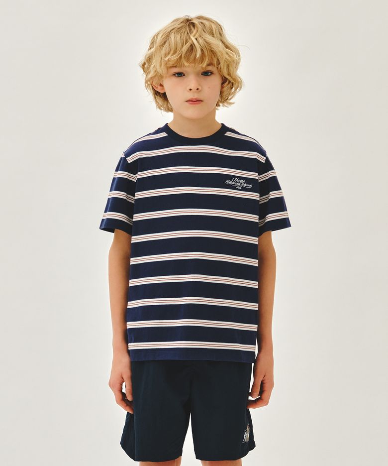 KIDS MULTI STRIPE TEE navy
