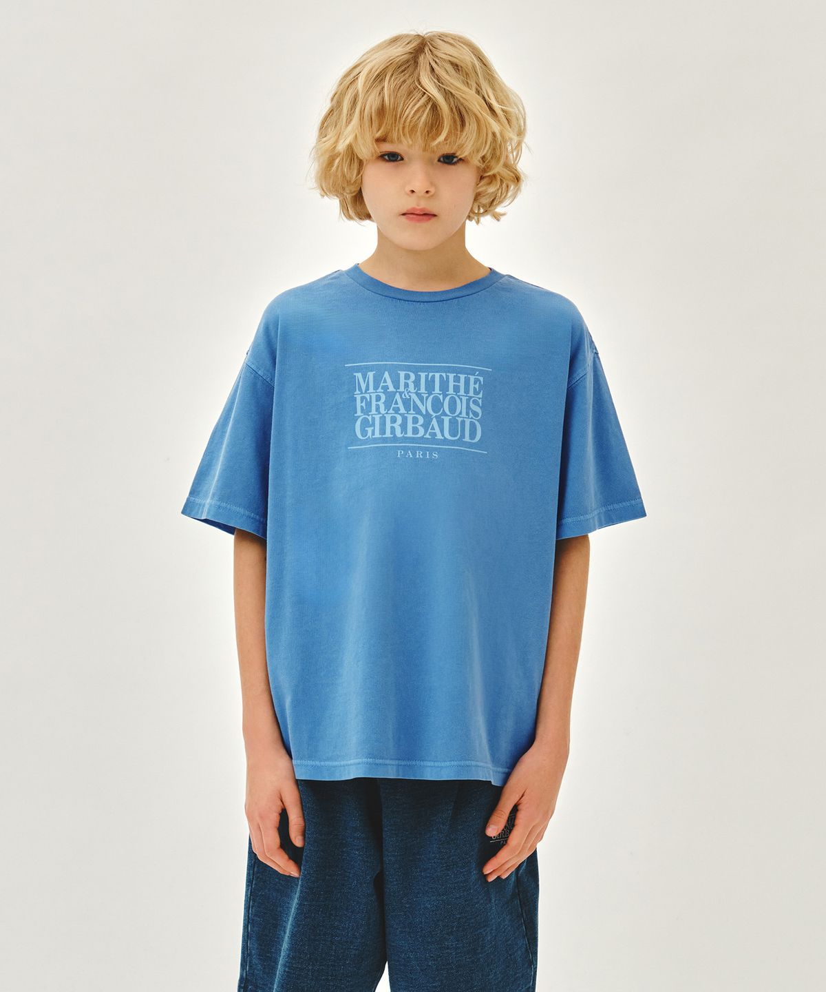 마리떼 키즈(MARITHÉ KIDS) KIDS CLASSIC LOGO DYEING OVERSIZED TEE blue