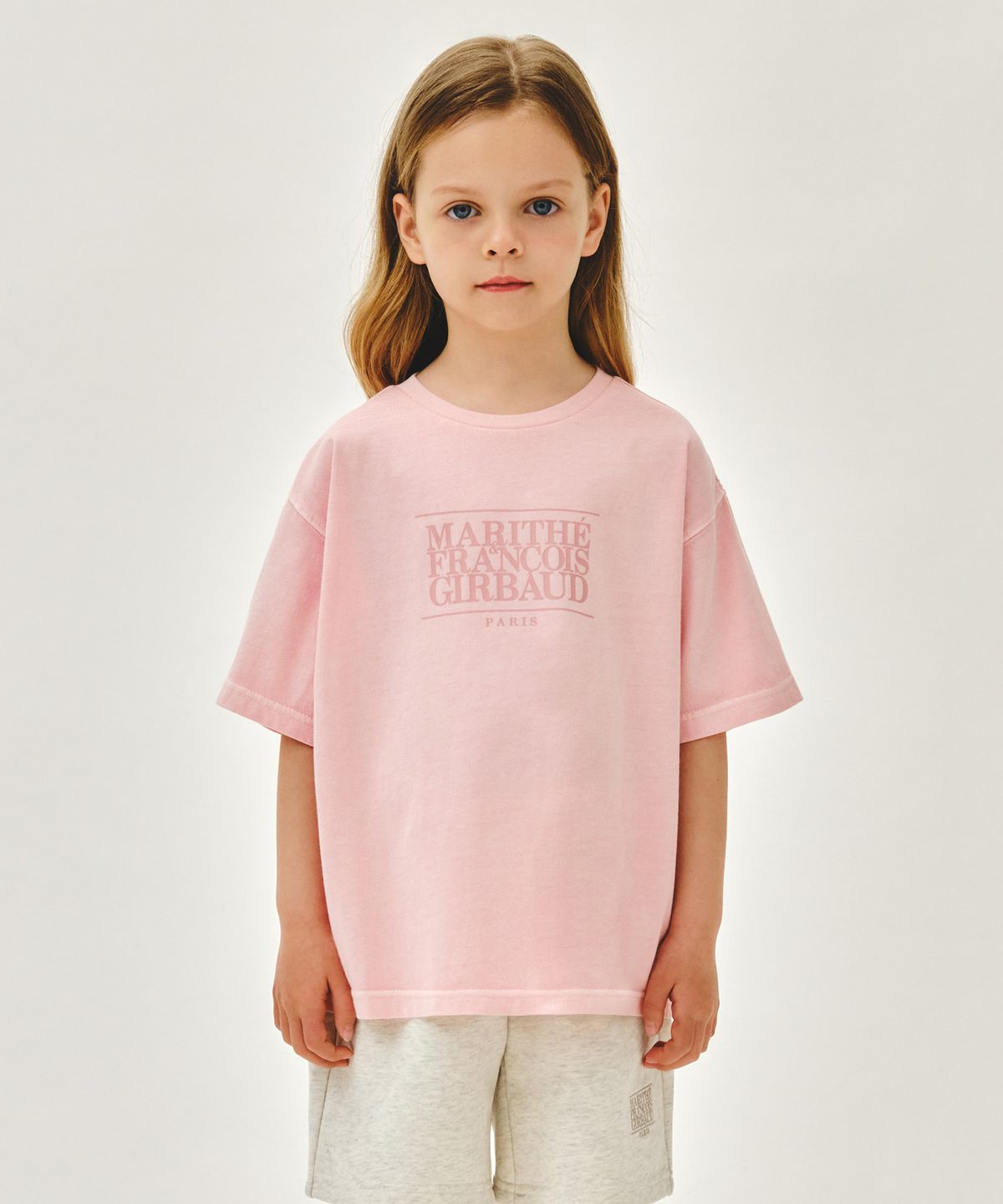 마리떼 키즈(MARITHÉ KIDS) KIDS CLASSIC LOGO DYEING OVERSIZED TEE light pink