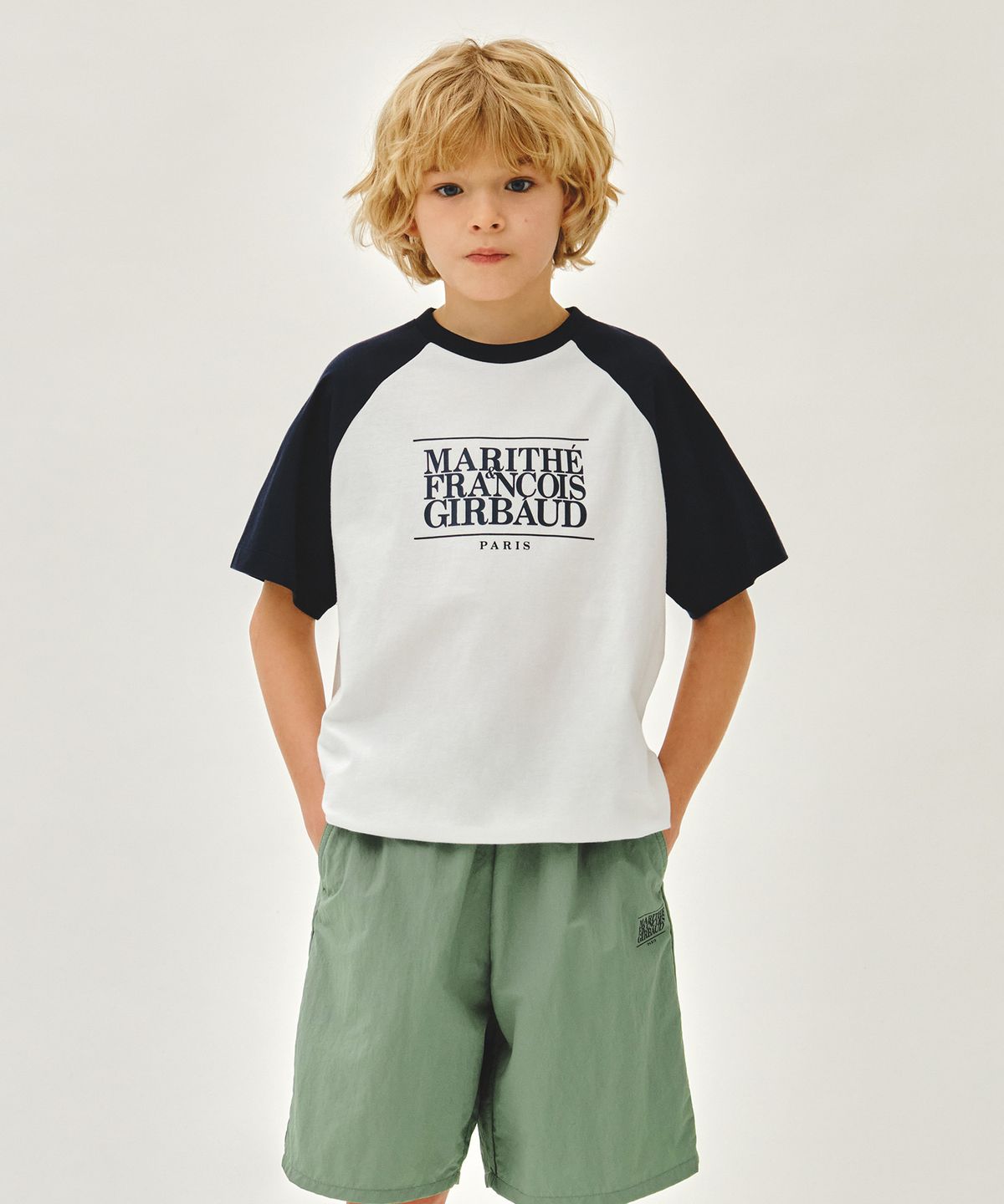 마리떼 키즈(MARITHÉ KIDS) KIDS CLASSIC LOGO RAGLAN OVERSIZED TEE navy