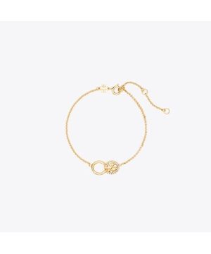 밀러 파베 인터로킹 체인 브레이슬릿 - 토리 골드 / 크리스탈