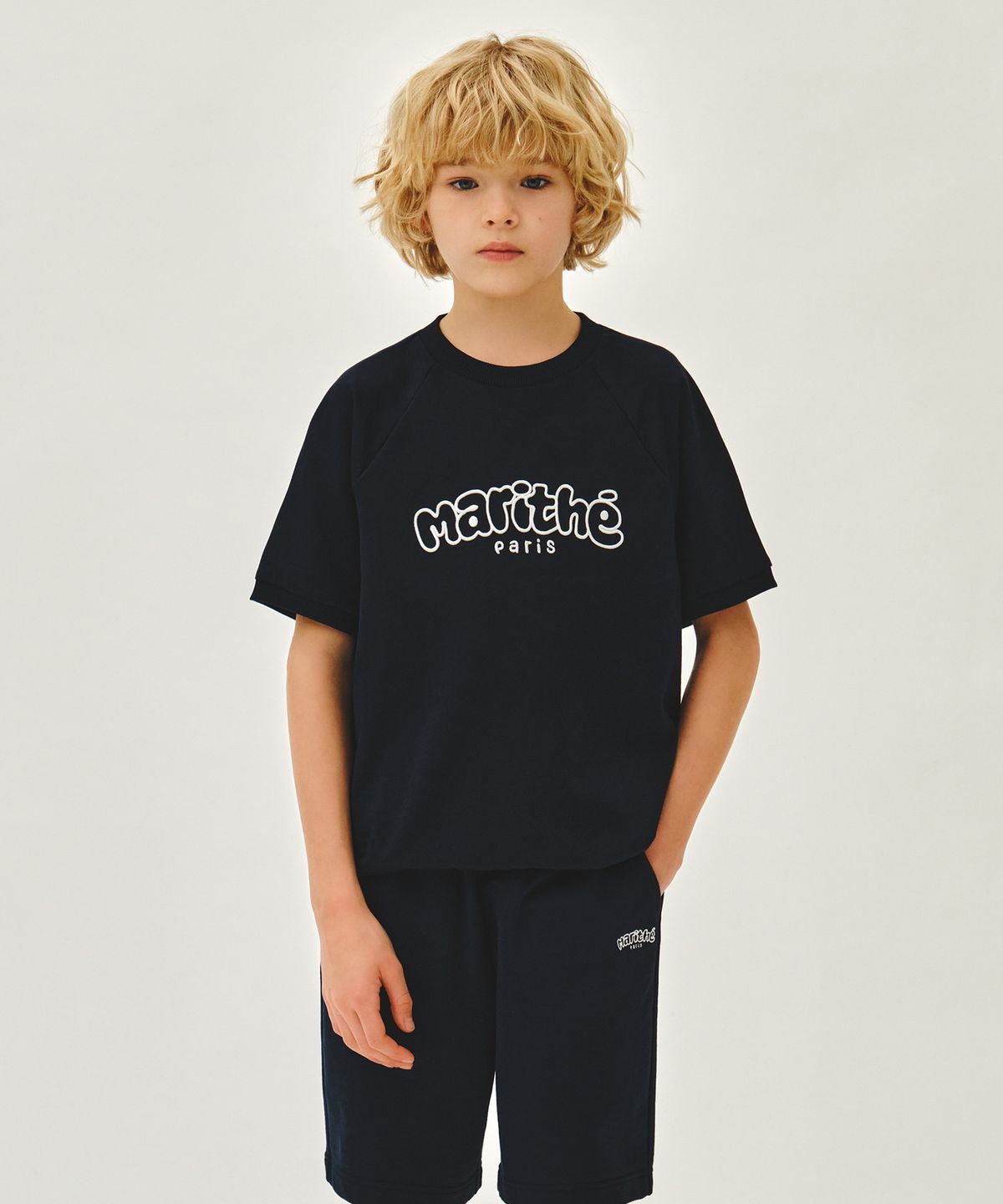 마리떼 키즈(MARITHÉ KIDS) KIDS RAGLAN SHORT SLEEVE SWEATSHIRT navy