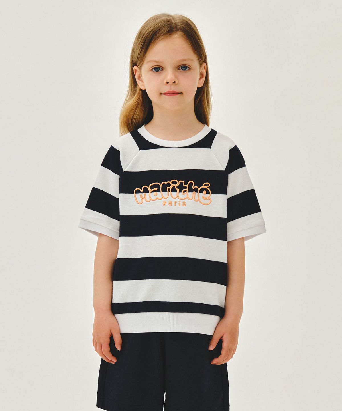 마리떼 키즈(MARITHÉ KIDS) KIDS RAGLAN SHORT SLEEVE SWEATSHIRT stripe