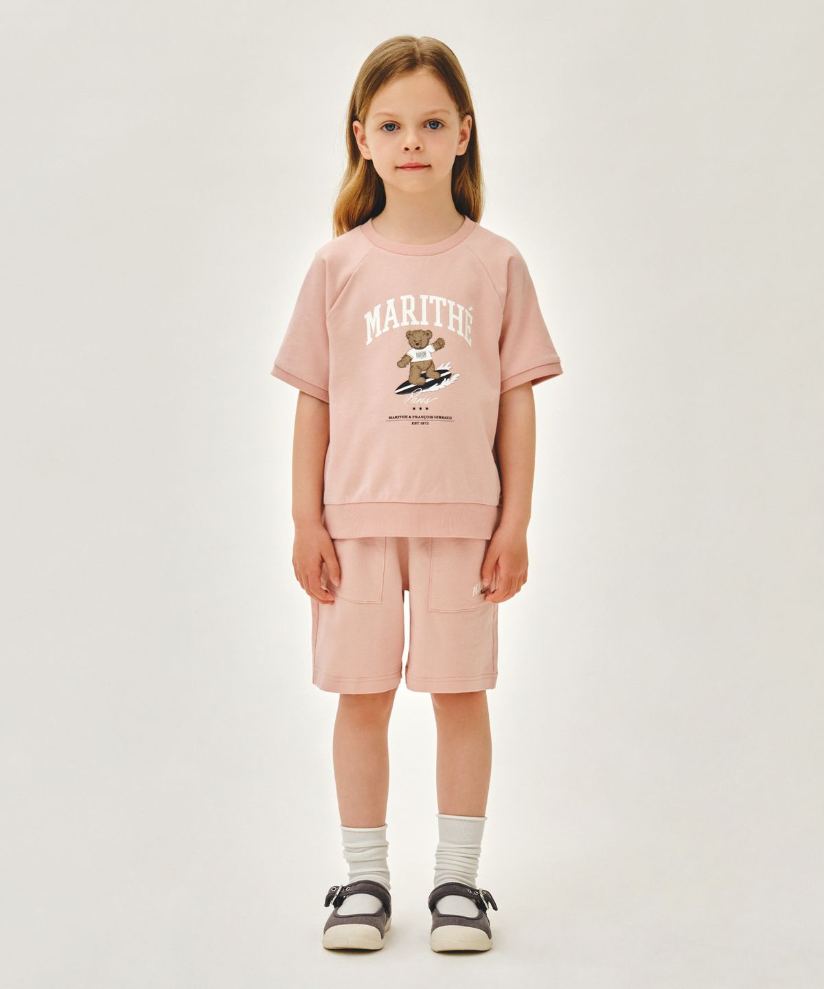마리떼 키즈(MARITHÉ KIDS) KIDS RAGLAN HALF SWEAT SET-UP indi pink