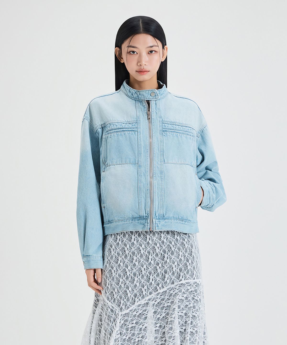 미쏘(MIXXO) 코튼 바이커 점퍼_MIWJJG34SS