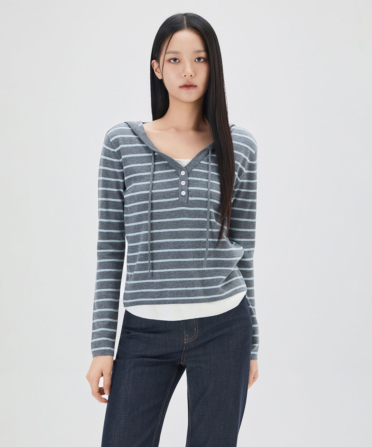 미쏘(MIXXO) 후드 레이어드 니트 RE KAG326T_MIWKAG95QT