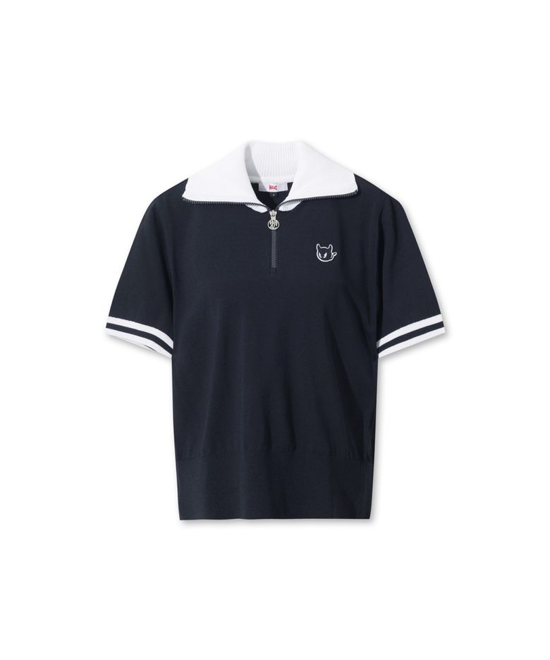 Big Collar Half-Zip Sweater (OE) WWWAM26901NYD