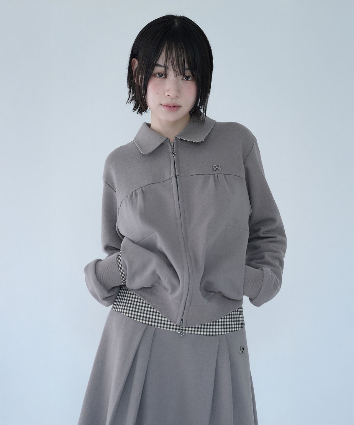 미레코(MIRECO) MINI CHECK SWEAT JK BEIGE
