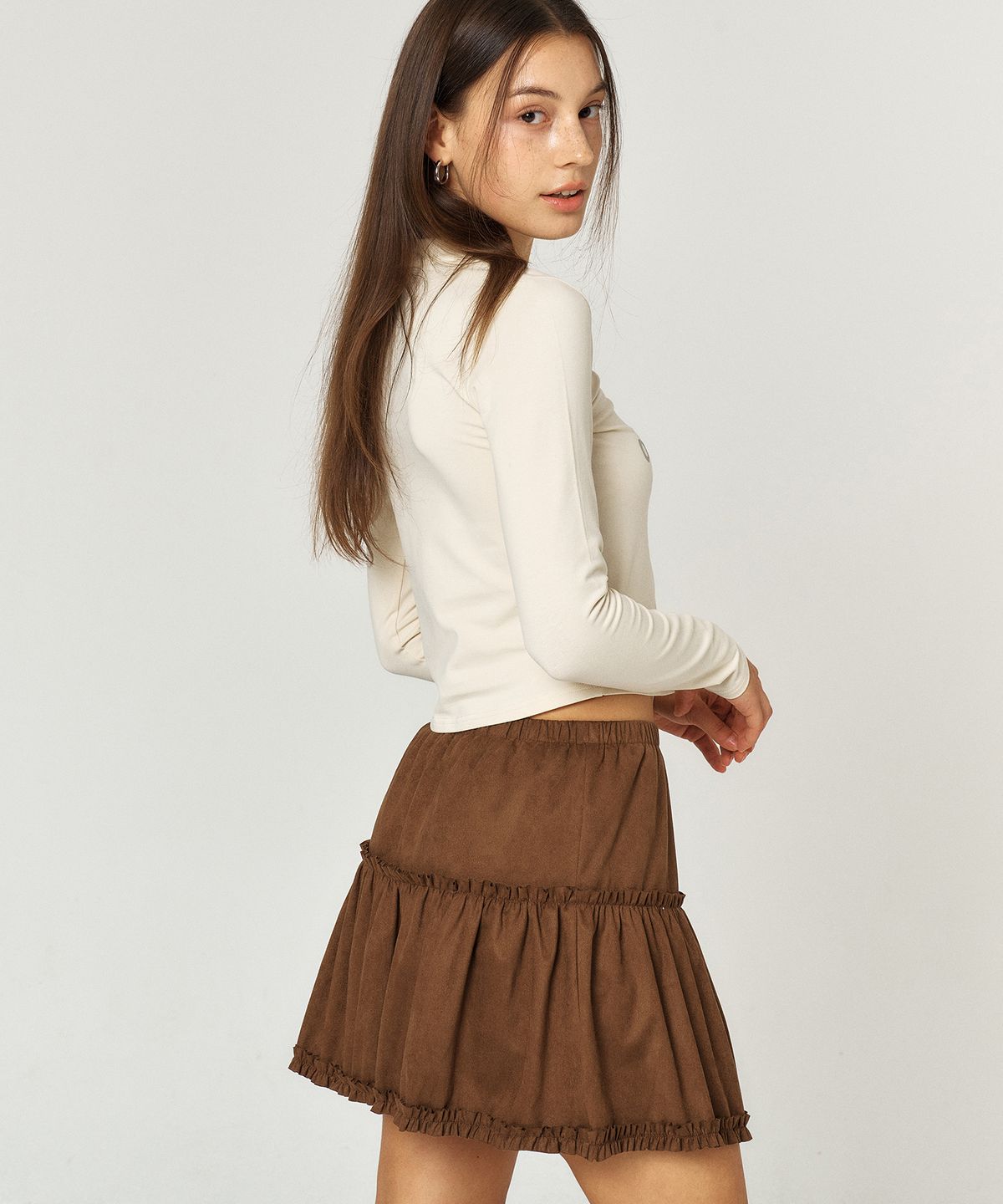 꾸아페(QUAFE) CANCAN SUEDE MINI SKIRT_2color