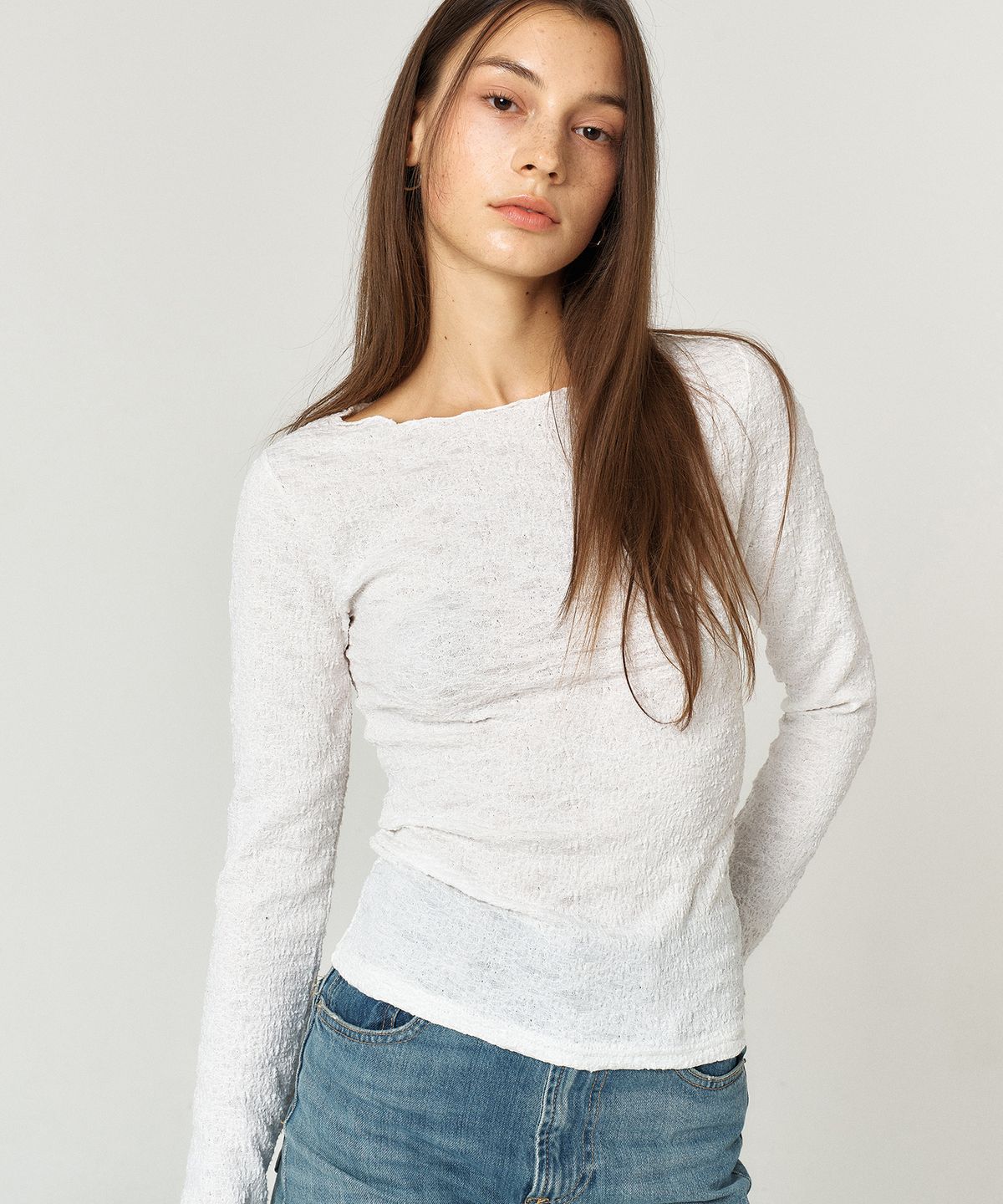꾸아페(QUAFE) LACE LONG SLEEVE T-SHIRT_2color