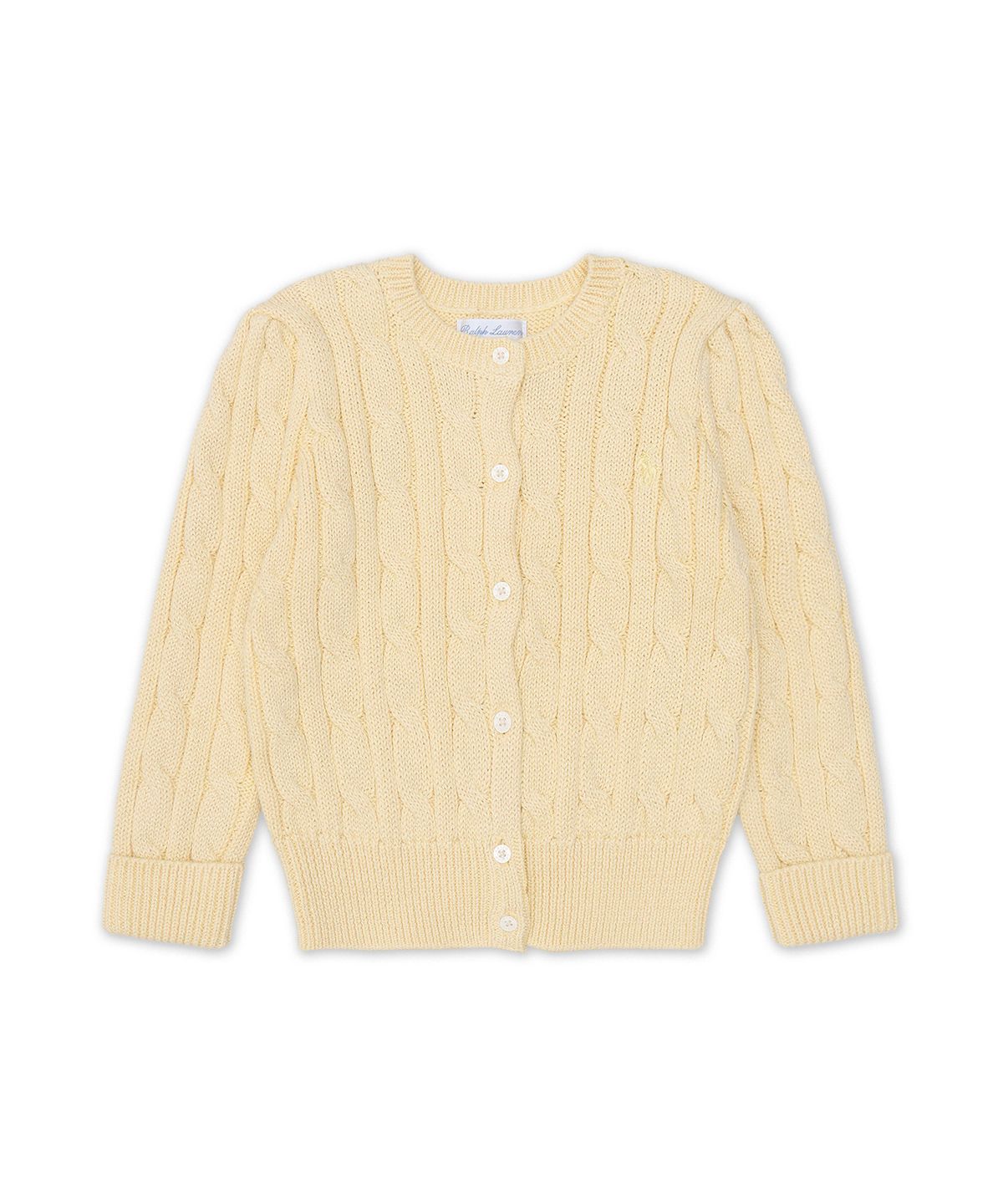 폴로 랄프 로렌 칠드런(POLO RALPH LAUREN CHILDREN) 메탈릭 케이블 니트 카디건-옐로우