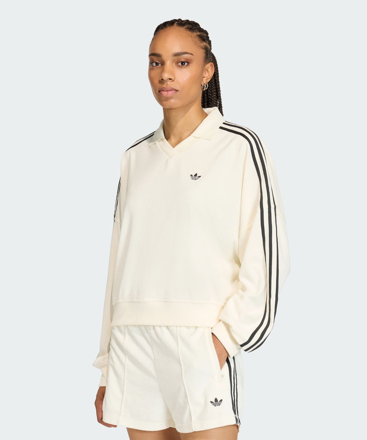 아디다스(ADIDAS) 테리 타월 브이넥 롱 슬리브 폴로 셔츠 KD1401