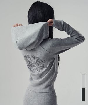 다크 윙 크롭 후디 집업_2Colors