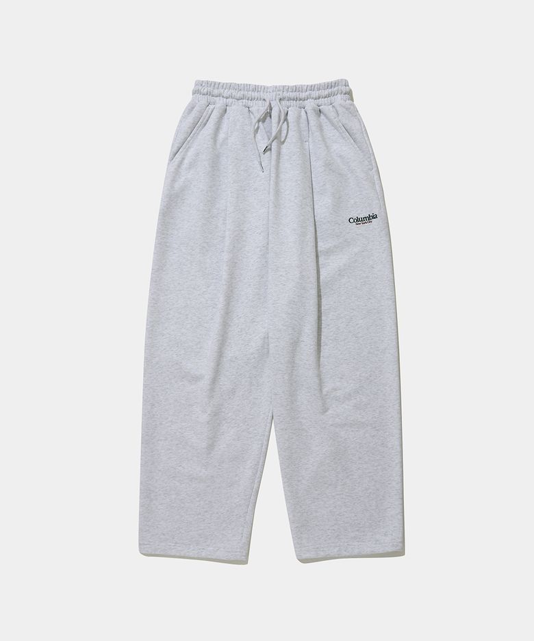 NYC EMB PINTUCK TERRY SWEATPANTS_LIGHT MELANGE GRAY