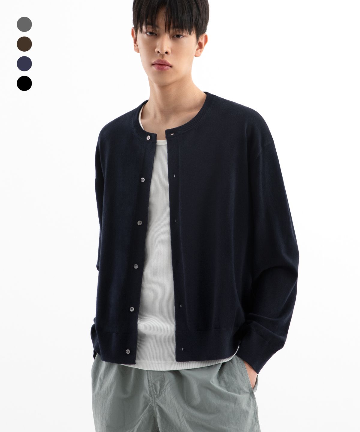 브렌슨(BRENSON) 소프트 워셔블 크롭 니트 가디건 ( 4Color )