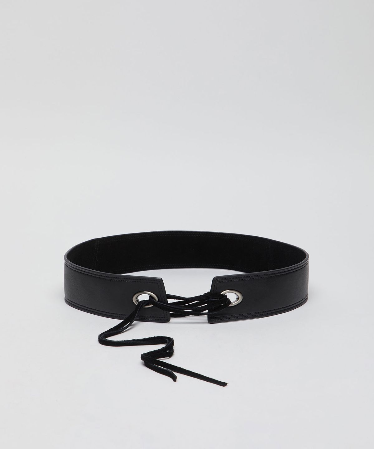 아카이브앱크(ARCHIVEPKE) Eyelet wide belt(Suede black)_OVABX26052SBK