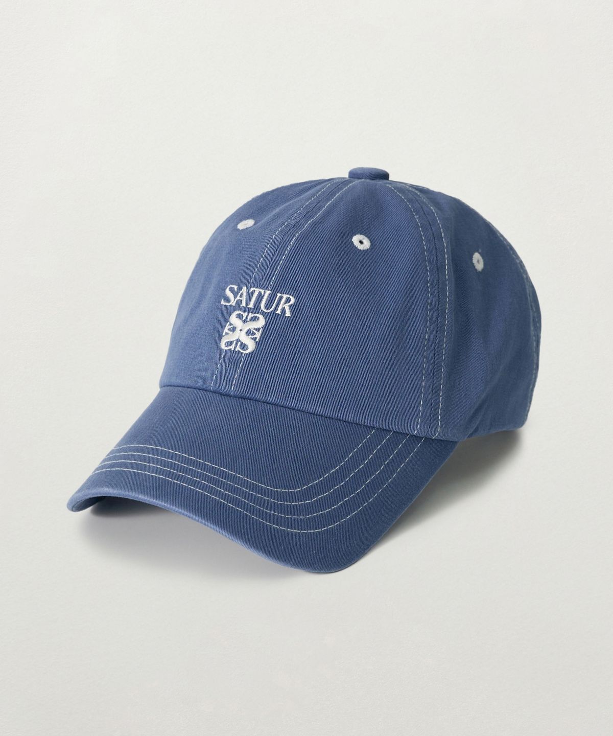 세터(SATUR) 콘트라스트 컬러 스티치 다이드 볼캡 블루