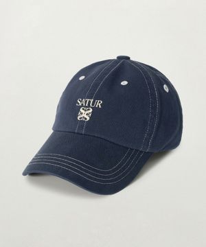 콘트라스트 컬러 스티치 다이드 볼캡 네이비