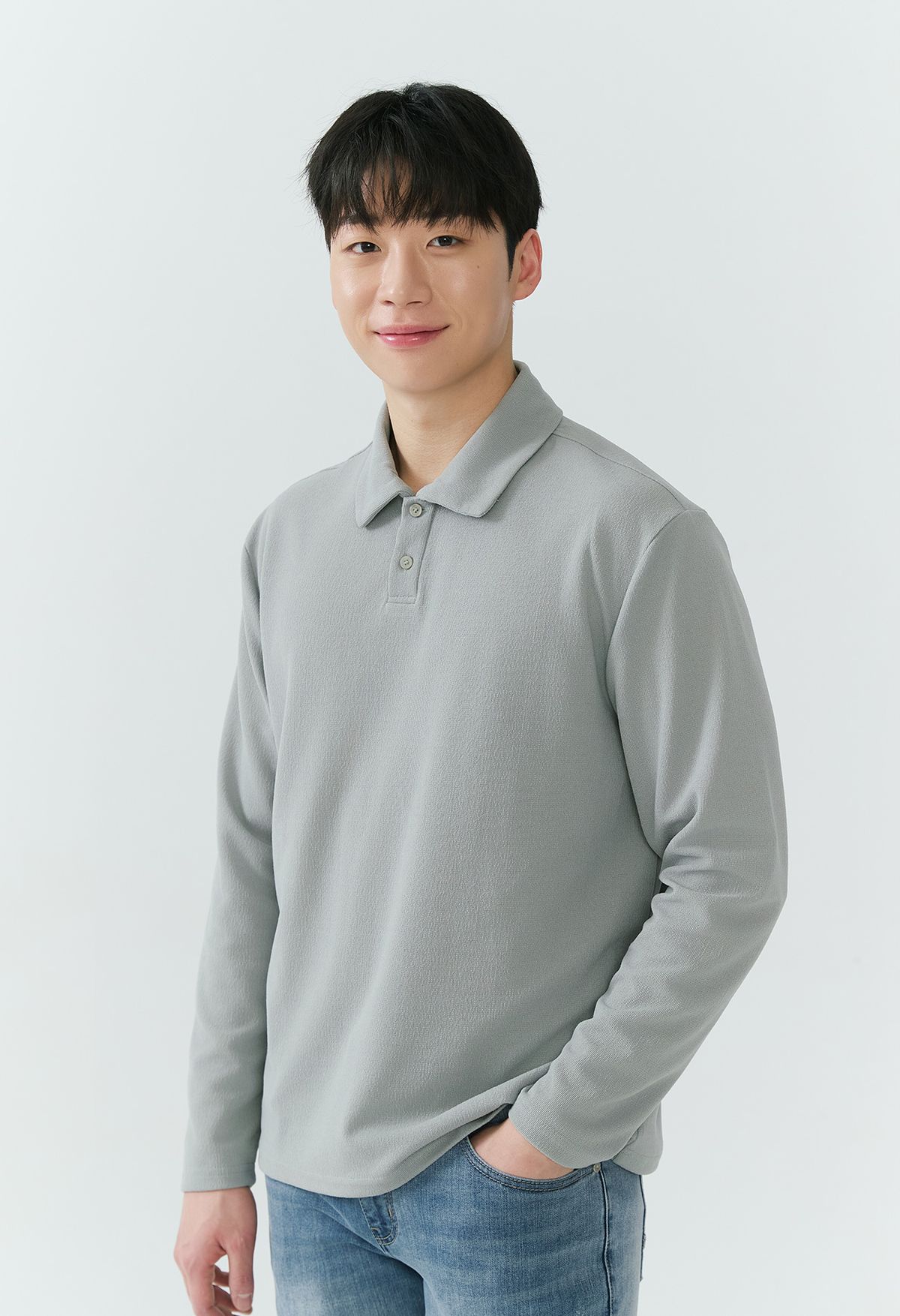 잠뱅이(JAMBANGEE) [26SS] 남성) 변형소재 포인트라벨 카라 티셔츠 AQ1WTL201-LK