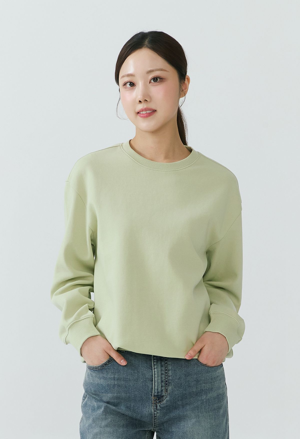 잠뱅이(JAMBANGEE) [26SS] 유니) 특양면 로고 백프린트 세미오버핏 맨투맨 AQ1WMT242-OG