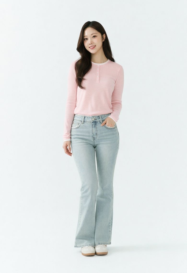 [26SS] 여성) 준프리미엄 라이트 인디고 레이스 포인트 긴기장 슬림 부츠컷 NE AQ1DNE162-LB