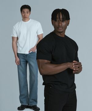 [2PACK] 레귤러핏 크롭 숏슬리브