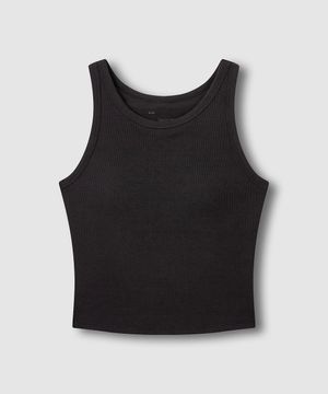 여 코튼 립 크롭 브라캐미솔_블랙