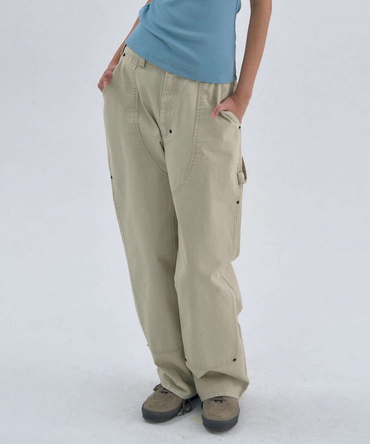 웰빙익스프레스(WELLBEING EXPRESS) Washed Carpenter Pants Beige