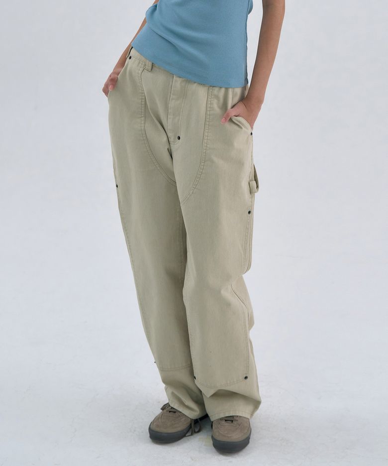 Washed Carpenter Pants Beige