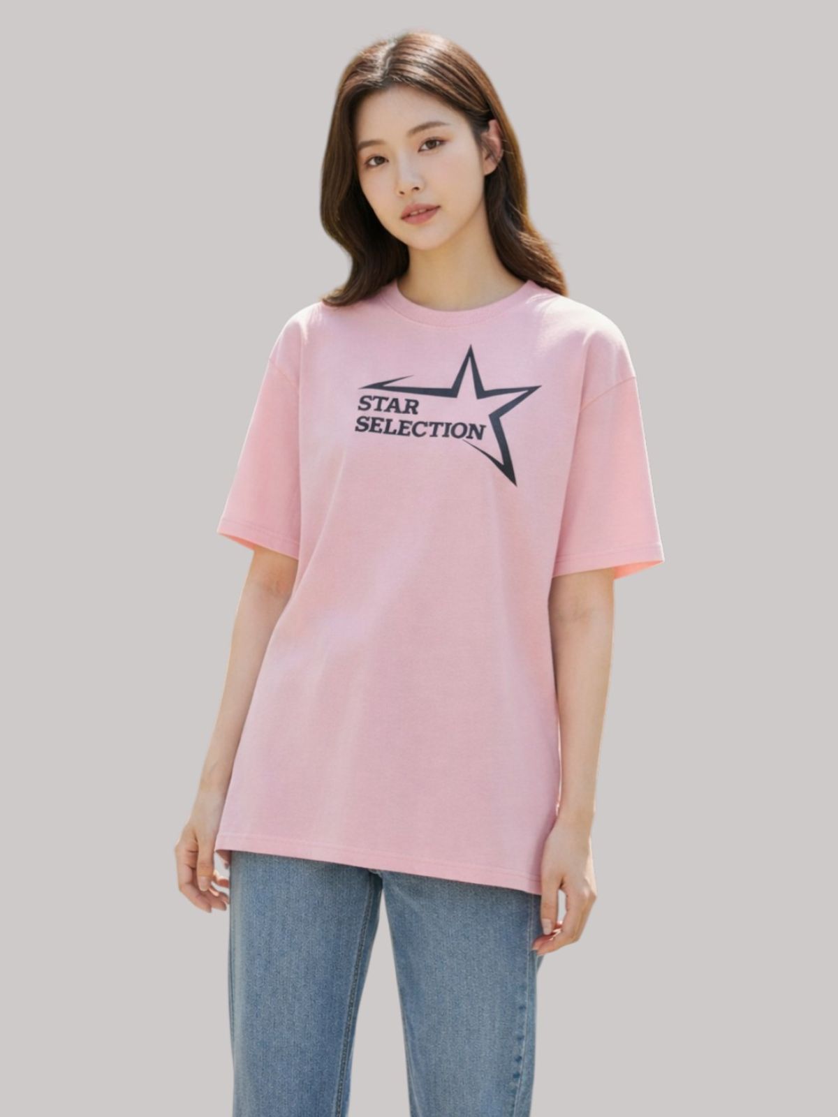 지블랙(ZBLACK) 스타셀렉션 빅로고  오버핏 반팔 LIGHT PINK