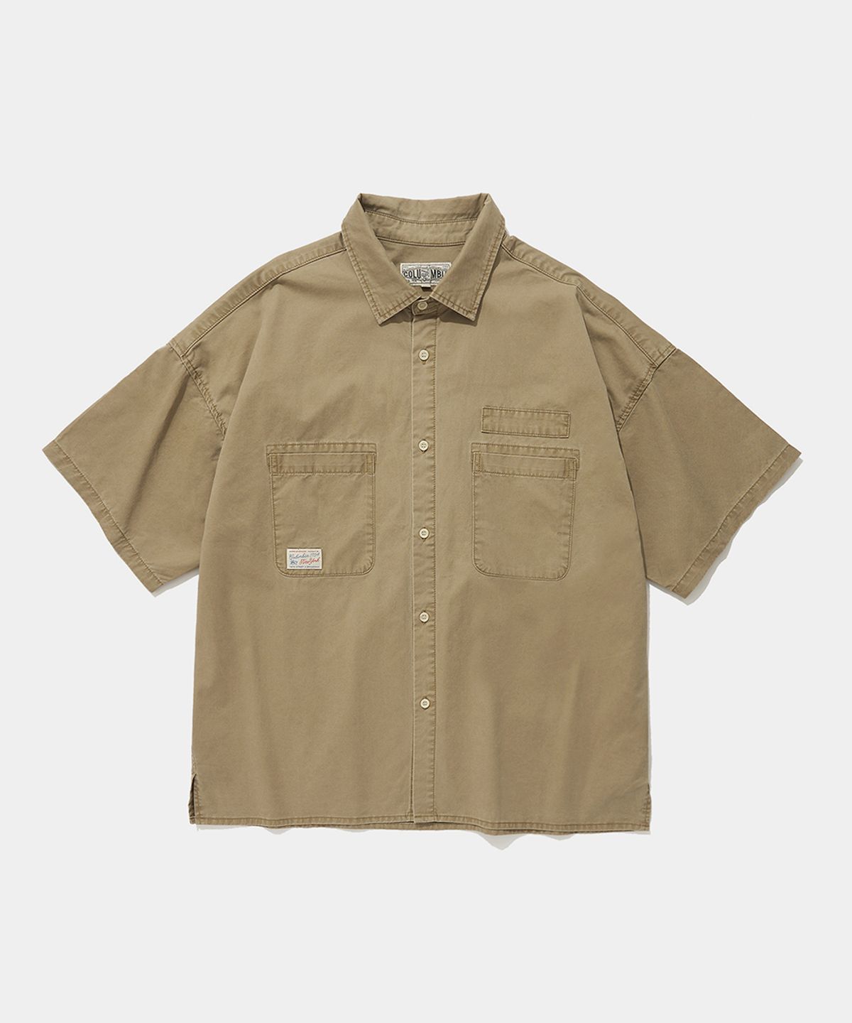 컬럼비아 유니버시티(COLUMBIA UNIVERSITY) SL-LABEL WASHED BIG POCKET TWILL S/S SHIRTS_BEIGE