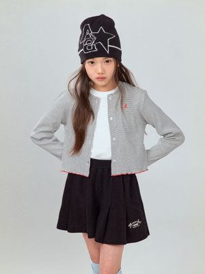 STRIPE CROP CARDIGAN BLACK