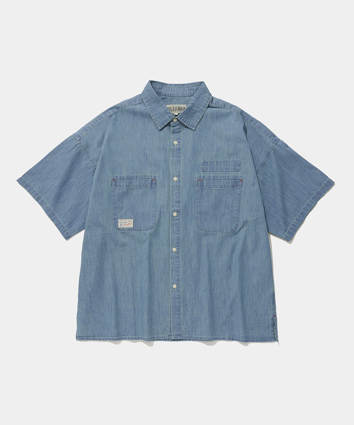 컬럼비아 유니버시티(COLUMBIA UNIVERSITY) SL-LABEL BIG POCKET DENIM S/S SHIRTS_LIGHT JEAN
