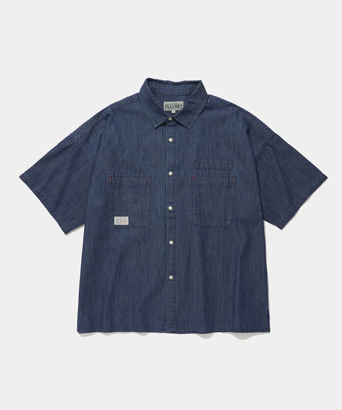 컬럼비아 유니버시티(COLUMBIA UNIVERSITY) SL-LABEL BIG POCKET DENIM S/S SHIRTS_MIDNIGHT JEAN