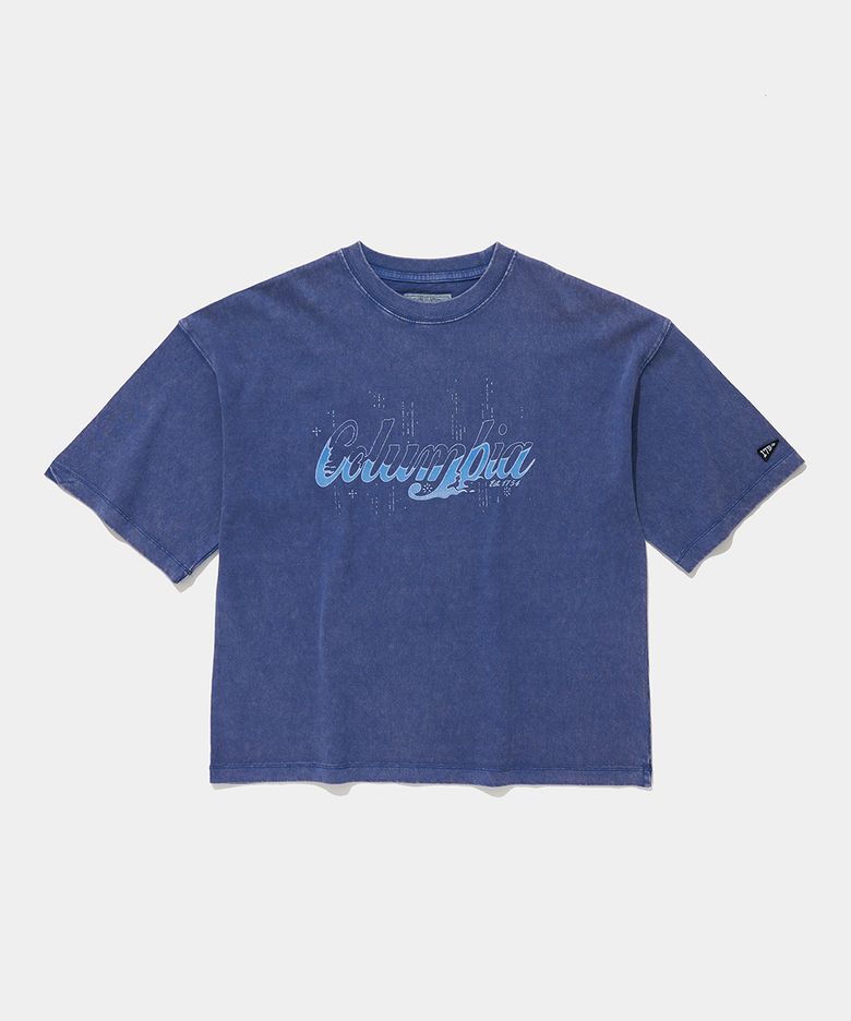 CU BURN SALT WASHED WOMEN OVER-FIT S/S T-SHIRTS_BLUE