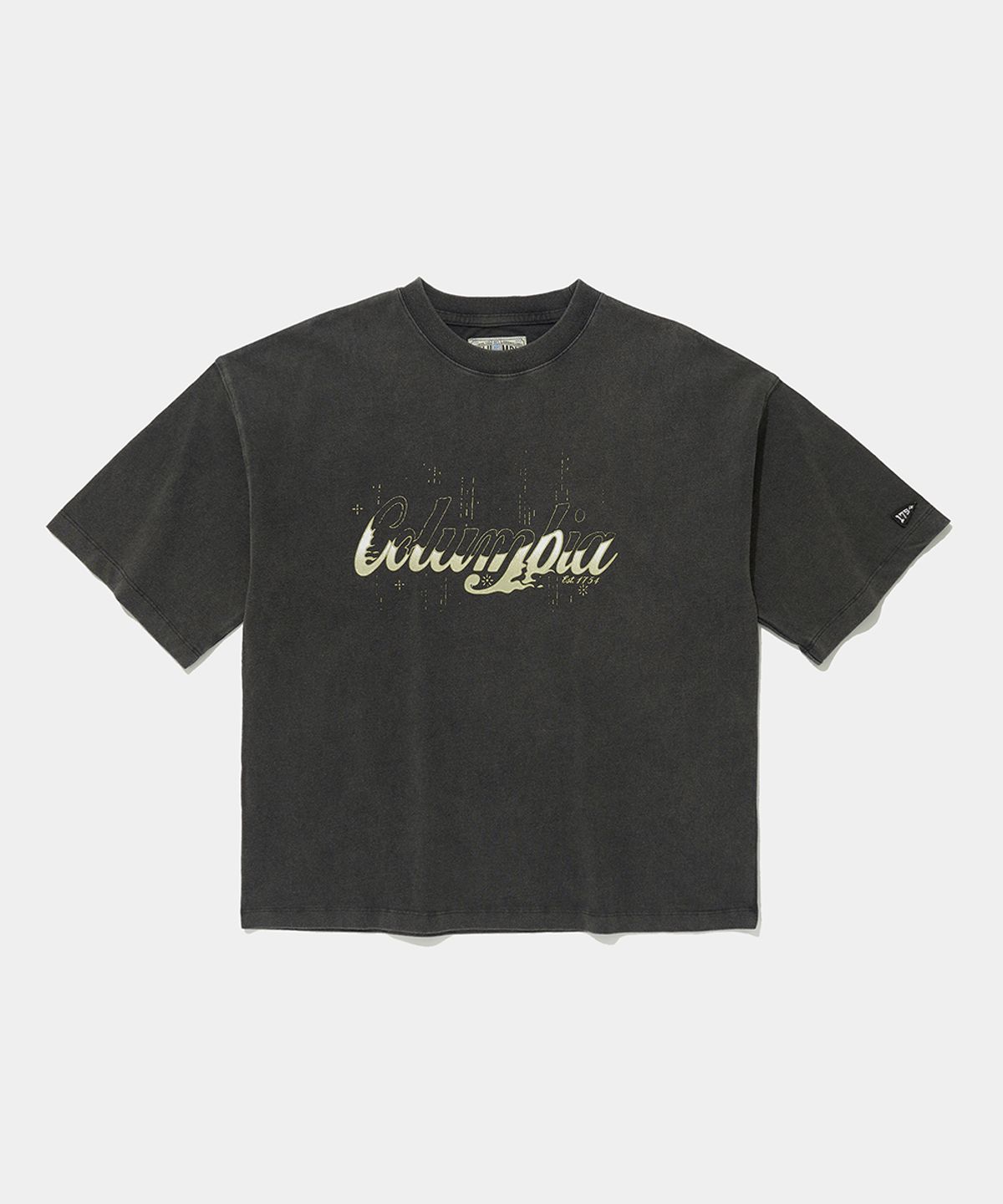 컬럼비아 유니버시티(COLUMBIA UNIVERSITY) CU BURN SALT WASHED WOMEN OVER-FIT S/S T-SHIRTS_CHARCOAL